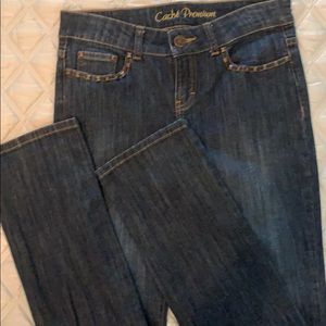 Caché Bronze Studded Premium Straight Leg Jeans